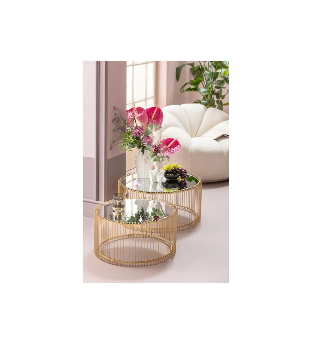 KARE Stolik kawowy Wire Brass set 2 złoty