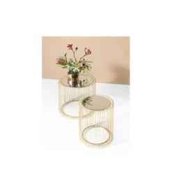 KARE Stolik kawowy Wire set Brass zestaw 2 złoty
