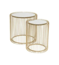 KARE Stolik kawowy Wire set Brass zestaw 2 złoty