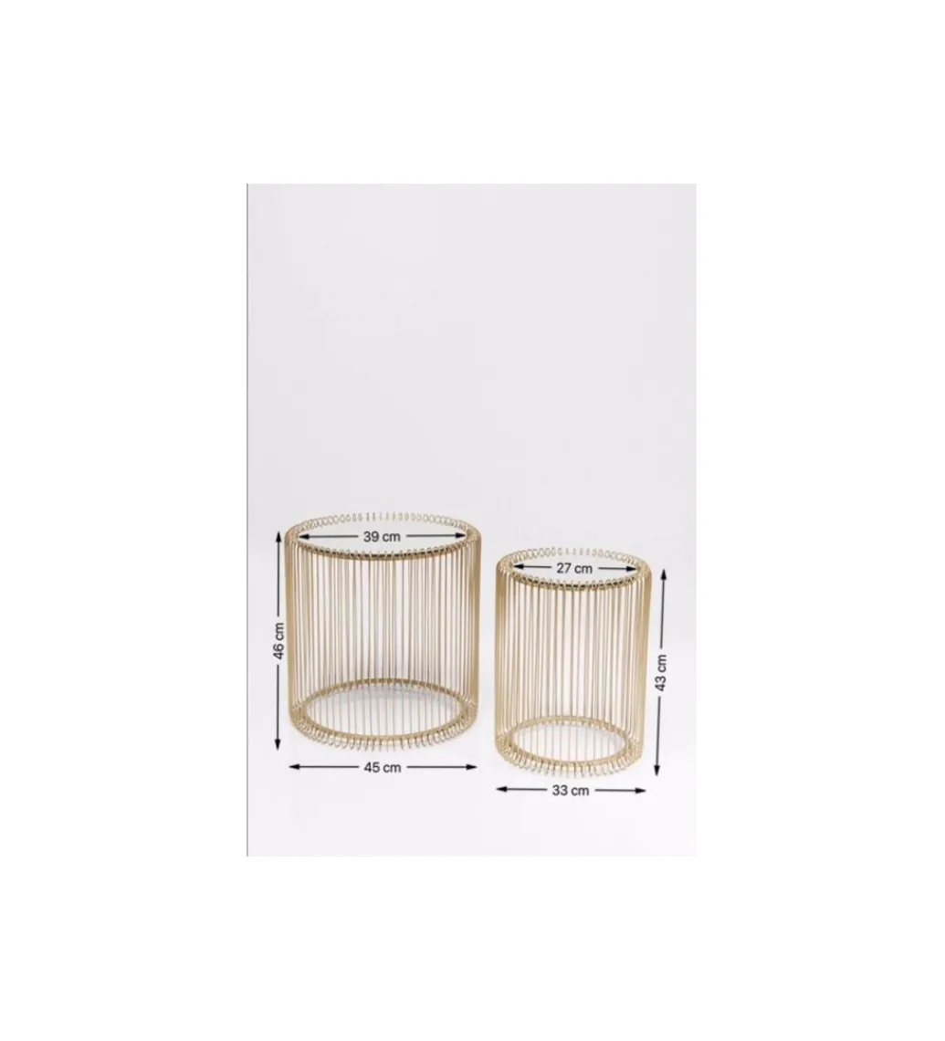 KARE Stolik kawowy Wire set Brass zestaw 2 złoty