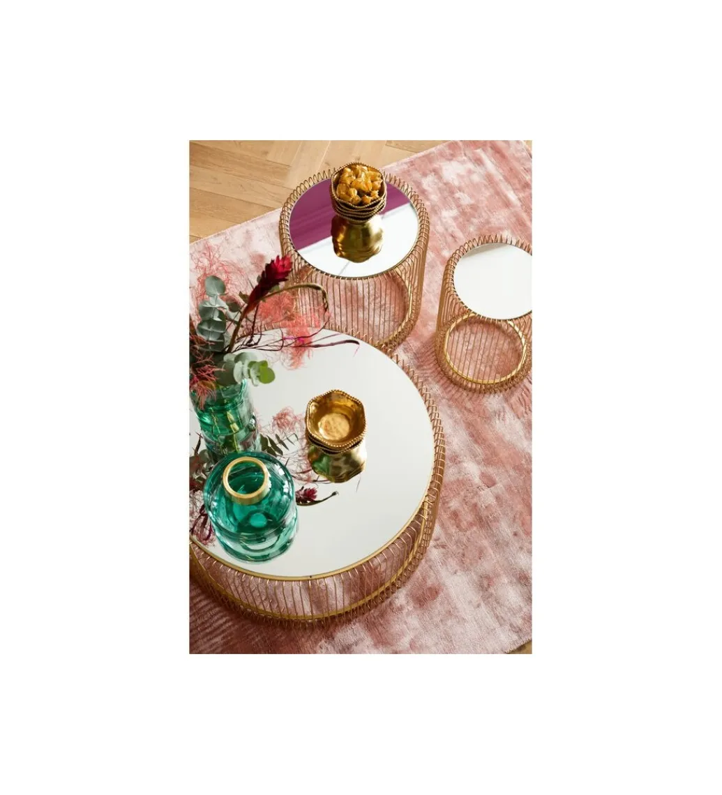 KARE Stolik kawowy Wire set Brass zestaw 2 złoty