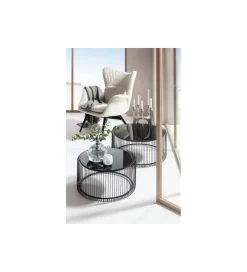 KARE Stolik kawowy Wire SET 2 czarny