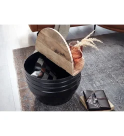 WOHNLING, GERMANY Stolik kawowy WOHNLING 60 cm drewno mango naturalny czarny