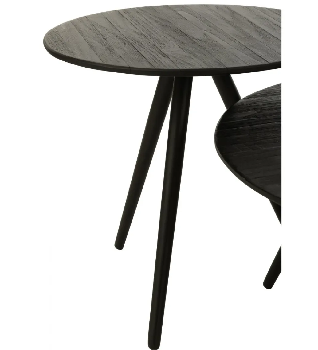 J-Line Stolik kawowy ZAMBIA set 4 drewno teak czarny