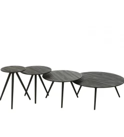 J-Line Stolik kawowy ZAMBIA set 4 drewno teak czarny