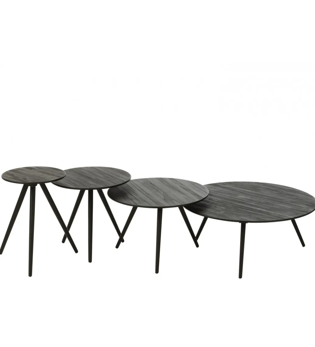 J-Line Stolik kawowy ZAMBIA set 4 drewno teak czarny