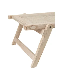J-Line Stolik kawowy z drewna z recyklingu PONTE 180 cm bielony