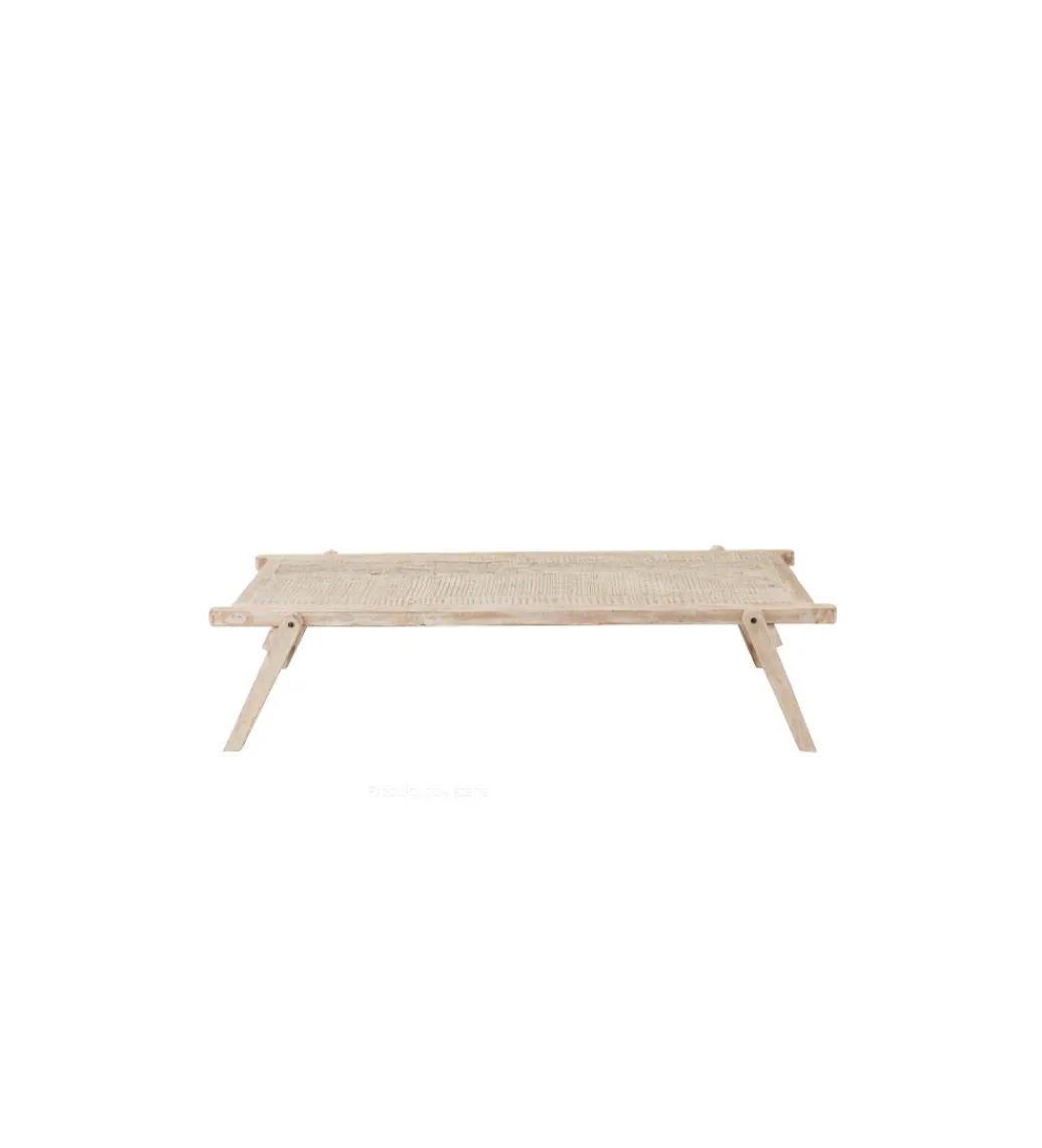 J-Line Stolik kawowy z drewna z recyklingu PONTE 180 cm bielony