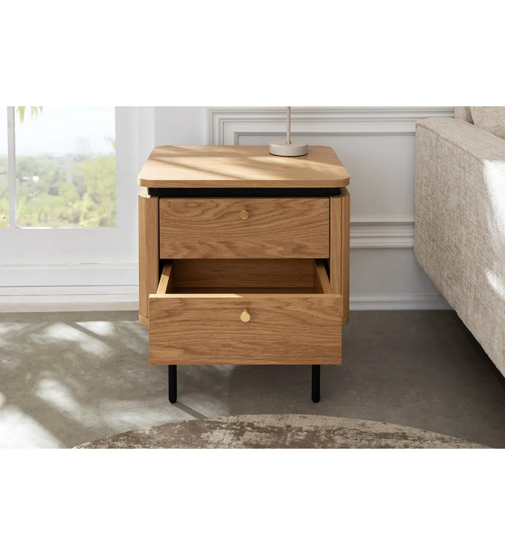 Invicta Interior - przedsprzedaż Stolik nocny ATELIER 55 cm kolor dębu