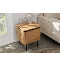 Invicta Interior - przedsprzedaż Stolik nocny ATELIER 55 cm kolor dębu