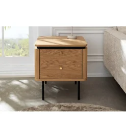 Invicta Interior - przedsprzedaż Stolik nocny ATELIER 55 cm kolor dębu