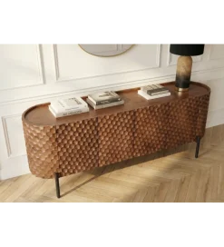 Invicta Interior Stolik pod TV ADLON 160 cm drewno mango wzór 3D