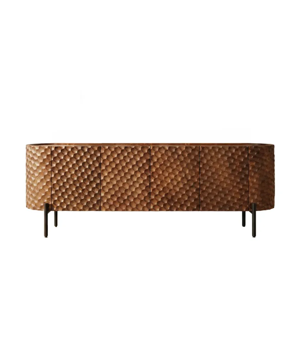 Invicta Interior Stolik pod TV ADLON 160 cm drewno mango wzór 3D