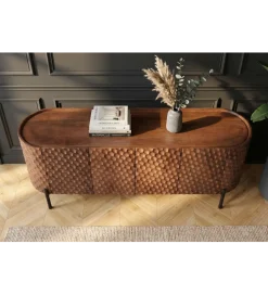 Invicta Interior Stolik pod TV ADLON 160 cm drewno mango wzór 3D