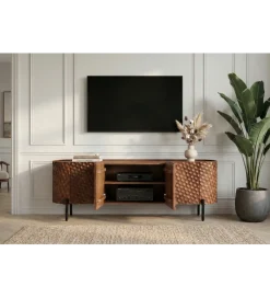 Invicta Interior Stolik pod TV ADLON 160 cm drewno mango wzór 3D