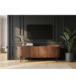 Invicta Interior Stolik pod TV ADLON 160 cm drewno mango wzór 3D