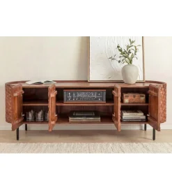 Invicta Interior Stolik pod TV ADLON 160 cm drewno mango wzór 3D