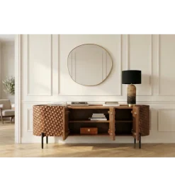 Invicta Interior Stolik pod TV ADLON 160 cm drewno mango wzór 3D