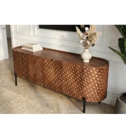 Invicta Interior Stolik pod TV ADLON 160 cm drewno mango wzór 3D