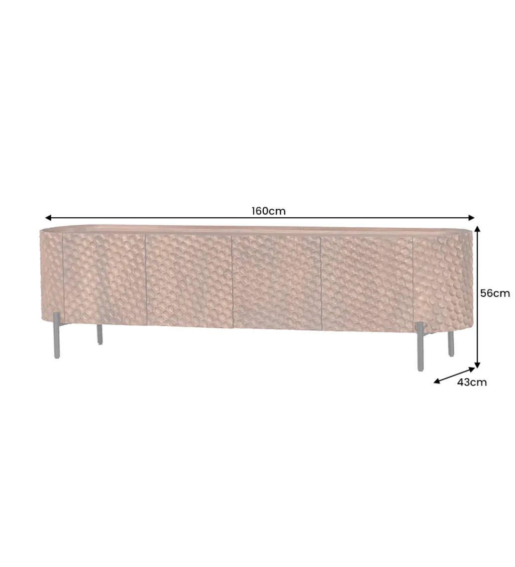 Invicta Interior Stolik pod TV ADLON 160 cm drewno mango wzór 3D