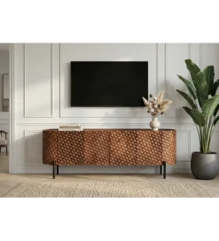 Invicta Interior Stolik pod TV ADLON 160 cm drewno mango wzór 3D