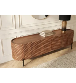 Invicta Interior Stolik pod TV ADLON 200 cm drewno mango wzór 3D