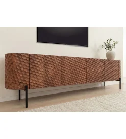 Invicta Interior Stolik pod TV ADLON 200 cm drewno mango wzór 3D