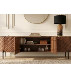 Invicta Interior Stolik pod TV ADLON 200 cm drewno mango wzór 3D