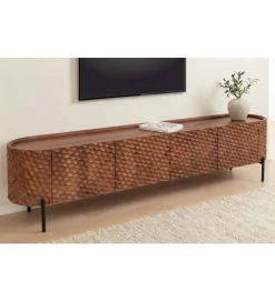 Invicta Interior Stolik pod TV ADLON 200 cm drewno mango wzór 3D