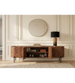 Invicta Interior Stolik pod TV ADLON 200 cm drewno mango wzór 3D
