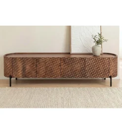 Invicta Interior Stolik pod TV ADLON 200 cm drewno mango wzór 3D