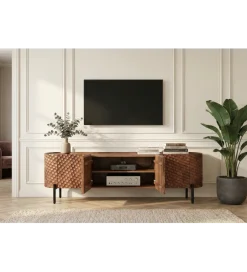Invicta Interior Stolik pod TV ADLON 200 cm drewno mango wzór 3D