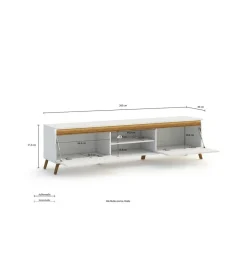 MCA Linia Włoska Stolik pod TV ALADYN 200 cm biały