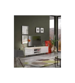 MCA Linia Włoska Stolik pod TV ALADYN 200 cm biały