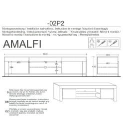 MCA Linia Włoska Stolik Pod TV AMALFI 190 Cm Biały