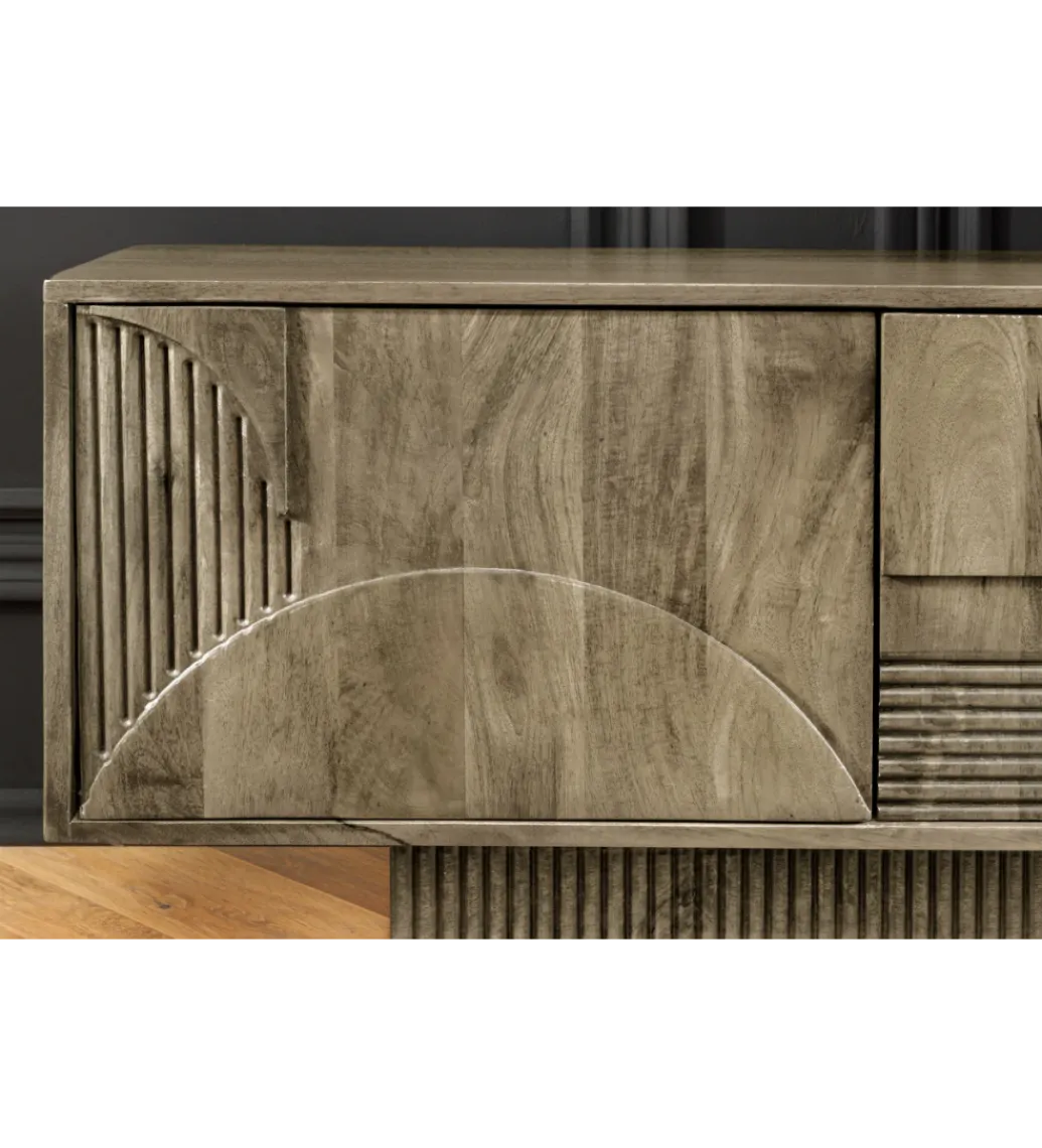 Invicta Interior Stolik pod TV ART DECO 200 cm drewno mango szary