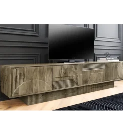 Invicta Interior Stolik pod TV ART DECO 200 cm drewno mango szary
