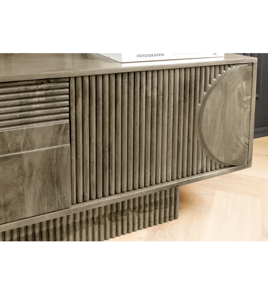 Invicta Interior Stolik pod TV ART DECO 200 cm drewno mango szary