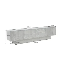 Invicta Interior Stolik pod TV ART DECO 200 cm drewno mango szary