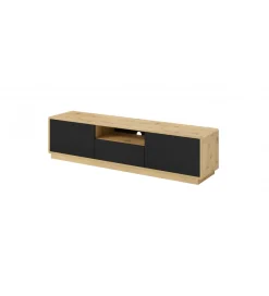 Helvetia Stolik pod TV ASTON 180 cm czarny z dodatkiem koloru dąb Taurus
