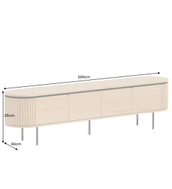 Invicta Interior Stolik pod TV ATELIER 200 cm kolor naturalnego dębu