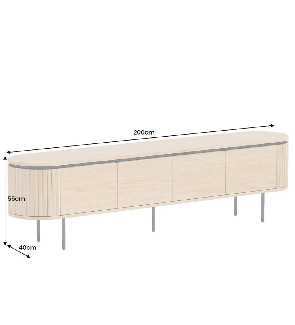 Invicta Interior Stolik pod TV ATELIER 200 cm kolor naturalnego dębu