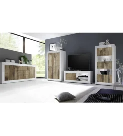 MCA Linia Włoska Stolik Pod TV BASIC 140 Cm Biały z dodatkiem koloru klon pero