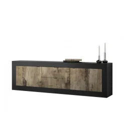 MCA Linia Włoska Stolik pod TV BASIC 210 cm czarna z dodatkiem koloru klon Pero