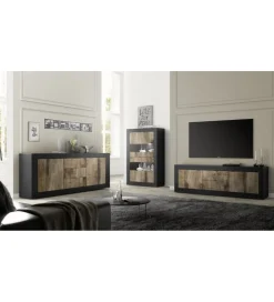 MCA Linia Włoska Stolik pod TV BASIC 210 cm czarna z dodatkiem koloru klon Pero