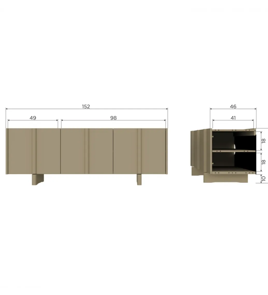 WOOOD Stolik pod TV BASU 152 cm drewno sosny moss
