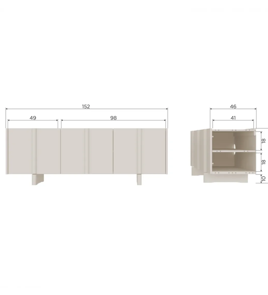 WOOOD Stolik pod TV BASU 152 cm drewno sosny dust
