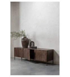 WOOOD Stolik pod TV BONO 180 cm drewno jesion ciemny brązowy