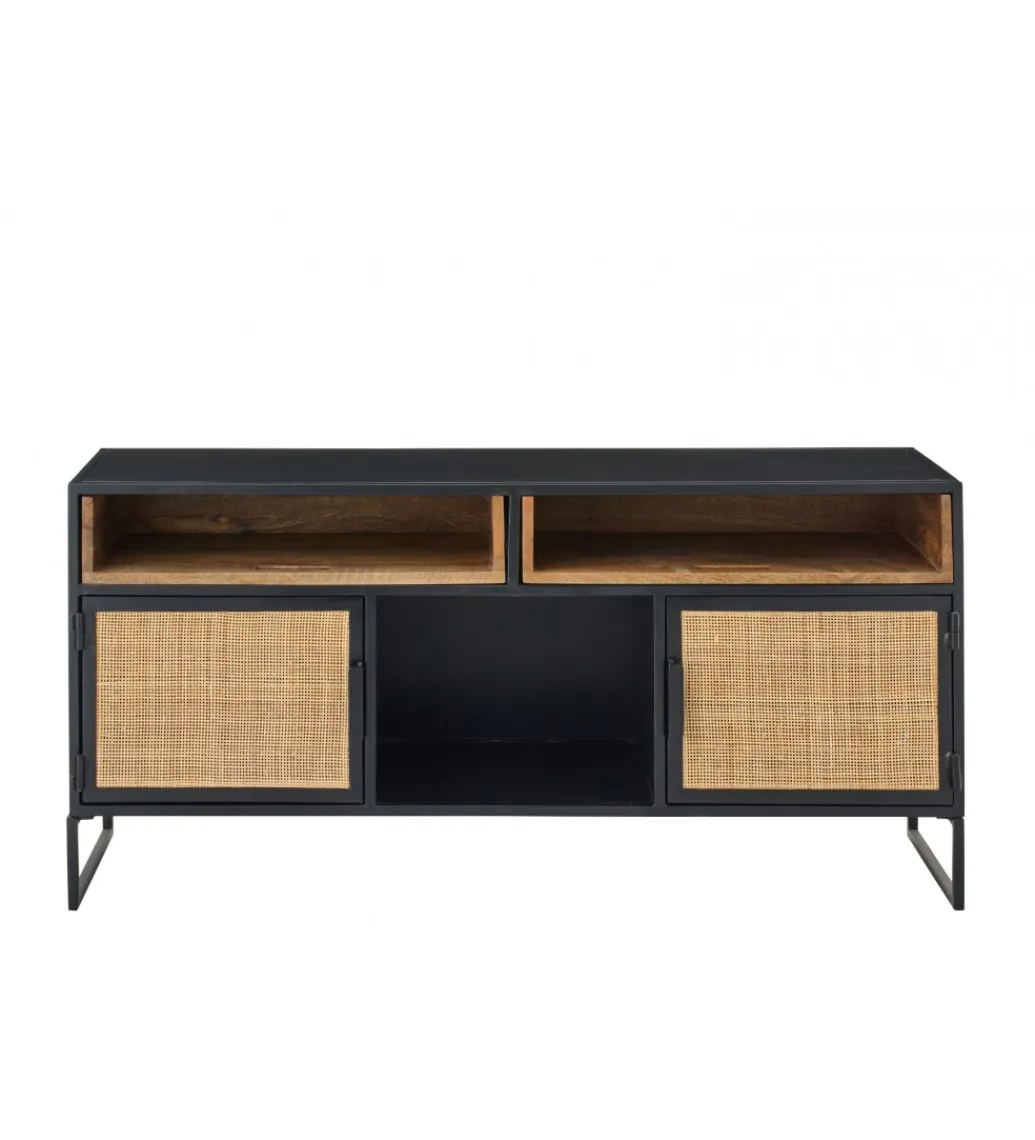 J-Line Stolik pod TV CANE PANE 122 cm czarno naturalna