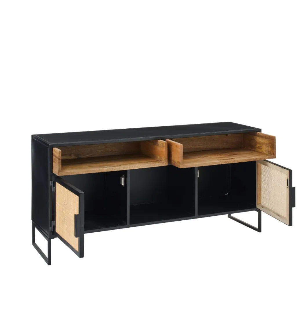 J-Line Stolik pod TV CANE PANE 122 cm czarno naturalna